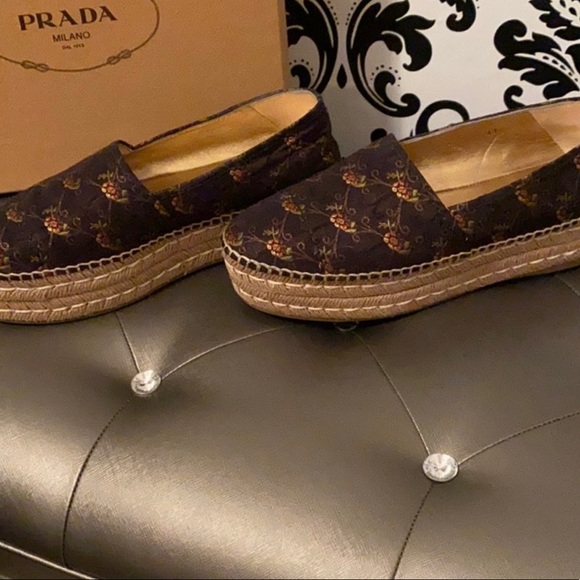COPY - Prada Green Platform Espadrilles Flats FIRM PRICE - Picture 3 of 4